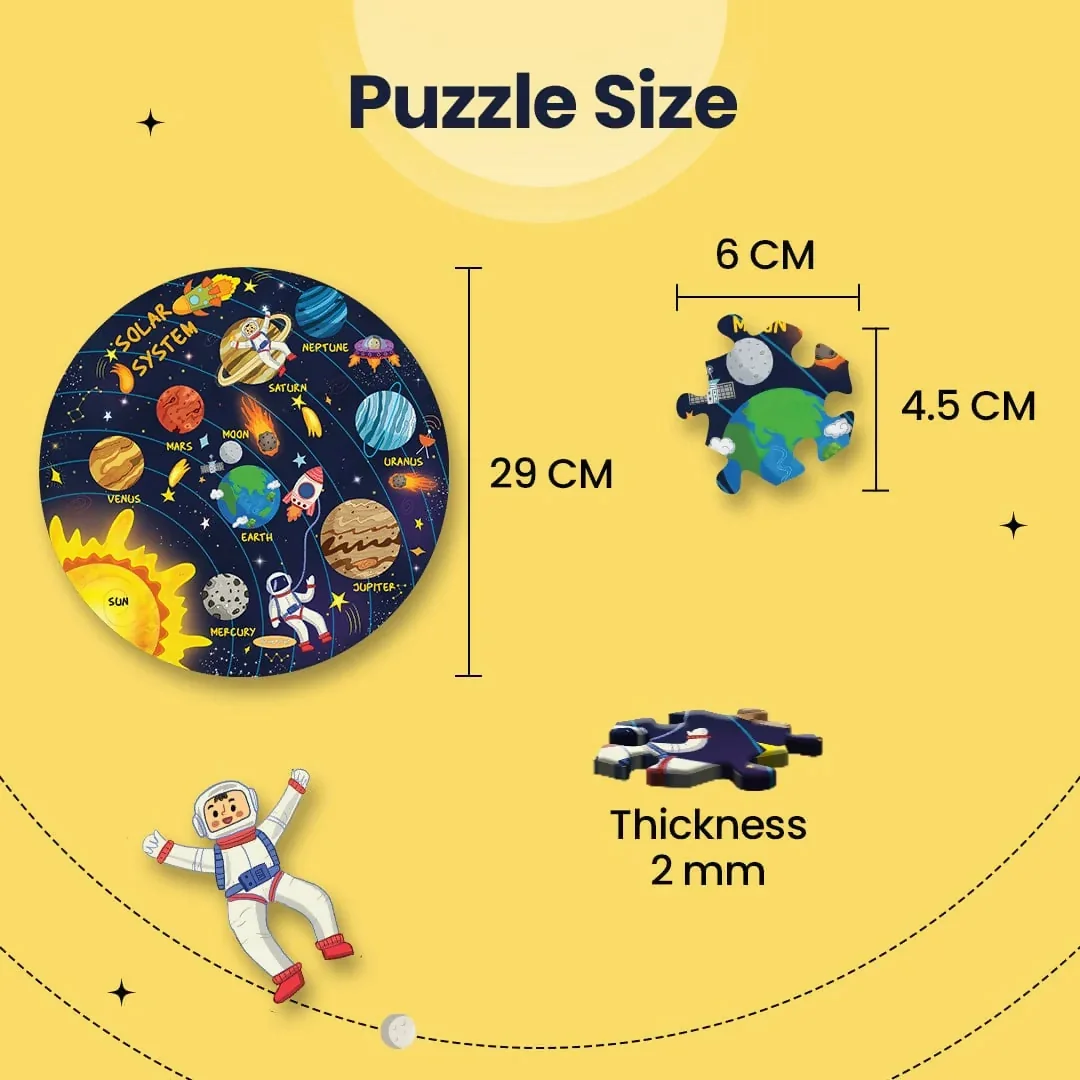 Assembled puzzle size, 29 cm across