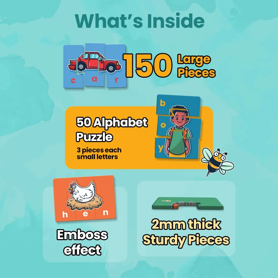 What is inside: 150 large pieces and 50 alphabet puzzles