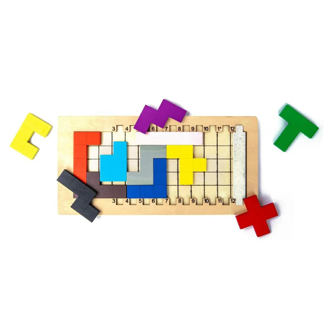 Wooden Mind Game board with loose blocks beside it
